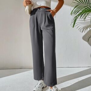 High Waist Pocket Detail Dress Pants